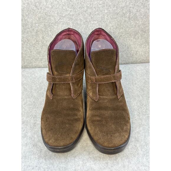 Tsubo Wedge Booties Decari Brown Suede Hook & Loop Ankle Boots Womens Size 10 - Picture 1 of 9